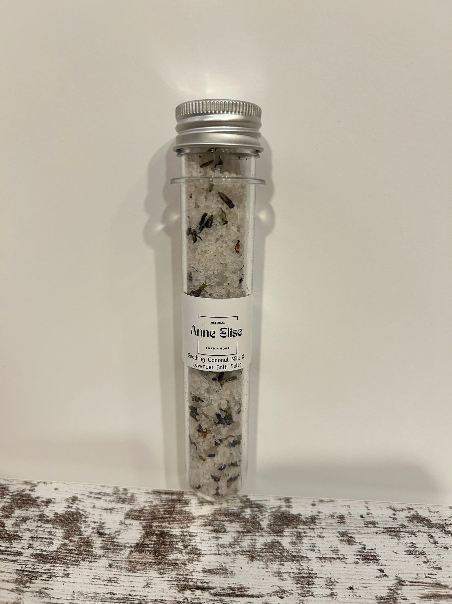 Bath Salts: single use tube -Soothing Coconut Milk & Lavender Bath Salts
