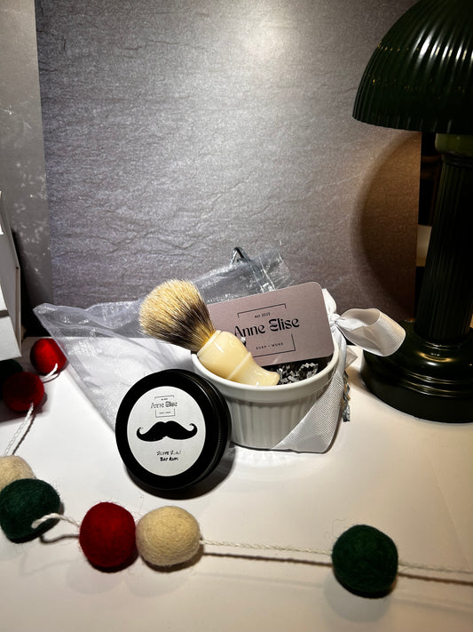 Shave Soap Gift Box- includes shave soap, brush & ramekin dish